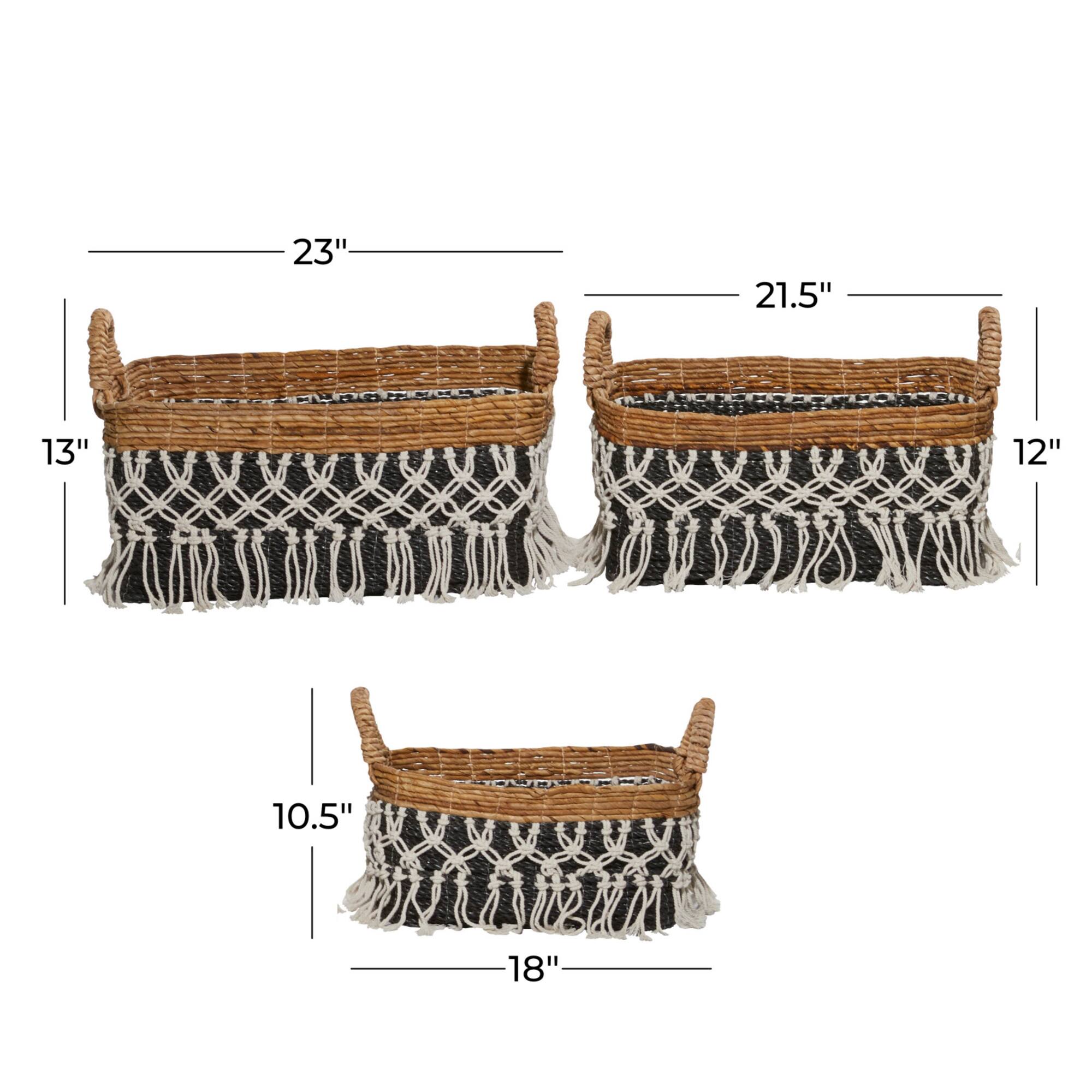 Black Cotton Bohemian Storage Basket Set
